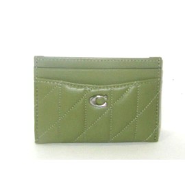 Coach CM434 Essential Quilted Pillow Nappa Moss Green Leather Card Case NWT $95