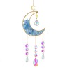 Kawlxpp Handmade Crystal Decor Hanging Moon Suncatcher with Glass Prisms