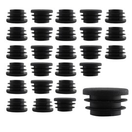 bociloy 30Pcs 25mm/1Inch Round Plastic Plug, Round Pipe Tubing End Cap, Black Furniture Finishing Sliders, Plastic Glide Protection for Round Metal Tube and Furniture