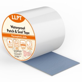 LLPT Waterproof Patch and Seal Tape 4” x 13 Ft Extra Thick Adhesive Layer UV Resistant Backing Permanent Bond Instant Seals for Repairing Gaps Holes Cracks Tears White (PST62110WT4)