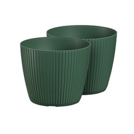 Tymar Planter, Flower Pot, Pack of 2, Flower Pot, Plastic (Green, Diameter 20 cm)