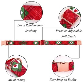 Lionet Paws Christmas Dog Collar with Bowtie, Dog Sailor Bow Collar with Metal Buckle for Dogs, Adjustable Comfortable Dog Collar Girl Gift, S, Neck 10-16 in