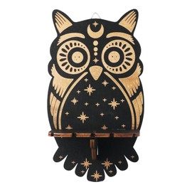 gifthub Lovely Wall Stand Wooden Crystal Stand Wall Hanging Display Stand,Aspen Crystal Shelf Display,Decorative Wooden Wall Shelving,Stone Storage Rack,(owl)