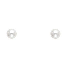 14k REAL Yellow Gold 6mm Freshwater Cultured Pearl Stud Earrings with Screw Back