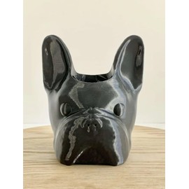 Doggy Planter | French Bullgog Head Planter Gift Idea, Bar Decor, Table Decor, Plant Gift Idea, Cute Succulent Planter, any canine/dog/French bulldog and plant lover! (Small, Twinkling Black)