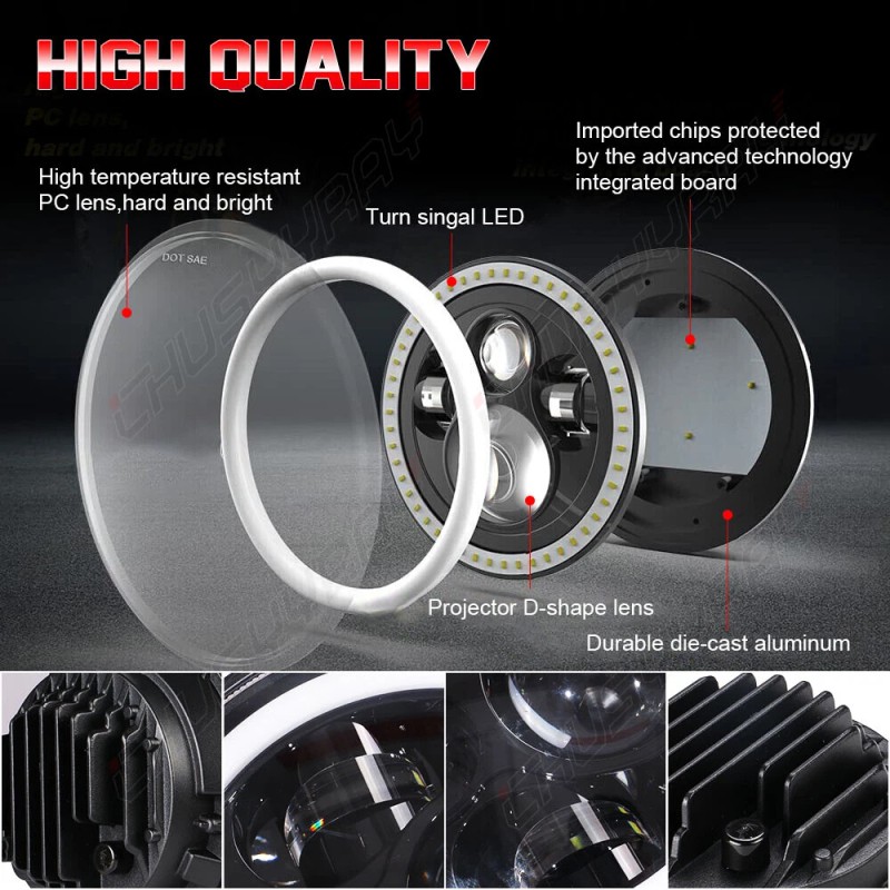 CHUSYYRAY DOT 7inch Motorcycle LED Headlight Hi/Lo Beam for Honda