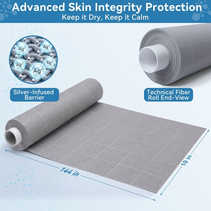Moisture Wicking Fabric Roll with Silver Ions 10"x144", Breathable &