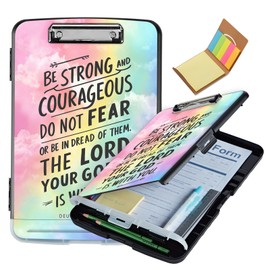 Multipurpose Clipboard with Storage Pattern (Christian Quotes) Design Heavy Duty Legal Size Enclosed clipboard with Storage, Ideal for Nurses clipboard Folder and Teachers,9.9 x 14.4 inch