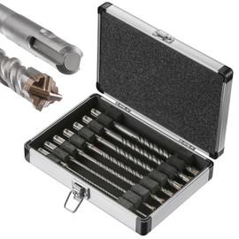 Wensilon kit 8inch Concrete Drill Bit Set Cross-Type Double Thread Carbide Material Suitable for Concrete, Brick, Cement Walls, Stone, Hammer Drill Bits for Concrete