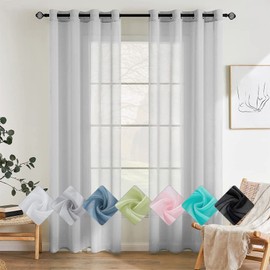 EMEMA Colour Pure Transparent Window Curtains, Smooth Panels Window Curtain Curtains Elegant Treatment for Bedroom Living Room Eyelet Curtains 2 Panels 140 x 225 cm Grey