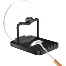 Pot Lid Stand, Kitchen Organiser Pot Lid, Sturdy Cooking Spoon & Pot Lid Stand Made of Steel, Pot Lid Stand Kitchen, Practical Pot Lid Holder for Kitchen Pot Lid and Spoon