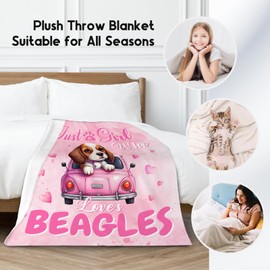 UNIKITTY Beagle Blanket for Girls, Beagle Gifts for Kids, Fleece Throw Dog Blankets Room Decor, Gift Ideas for Daughter Mom Adults, 50"x60" Flannel Warm Kid Throws for Couch Sofa Bed