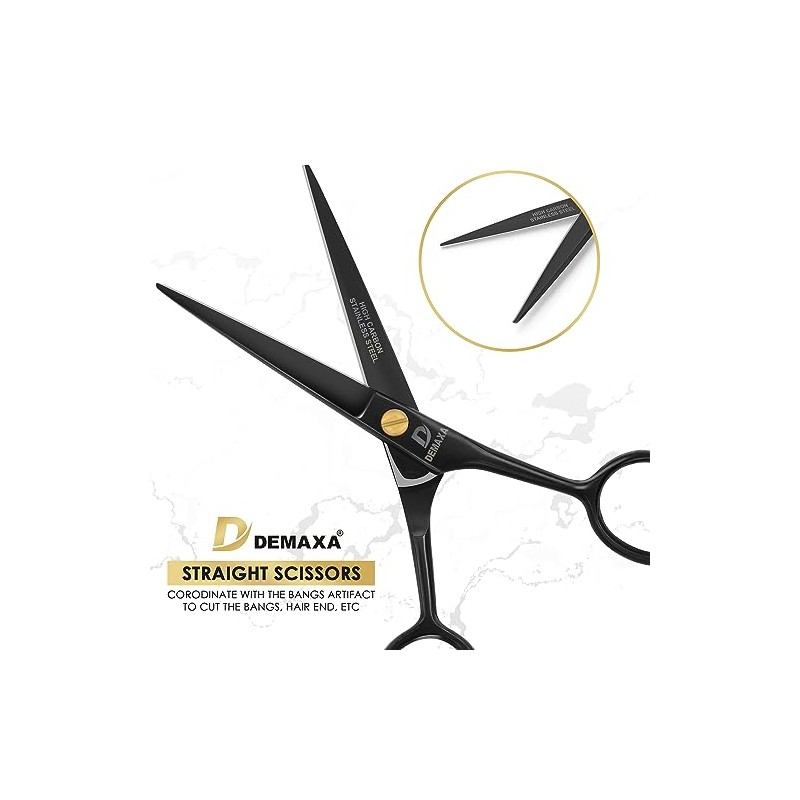 DEMAXA - 5" Professional Mustache Scissors Beard Scissors for Men