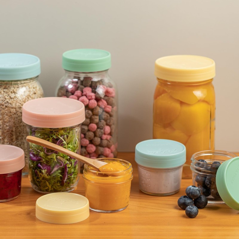 Yodecy 8 Pack Plastic Regular Mouth Mason Jar Lids, Plastic