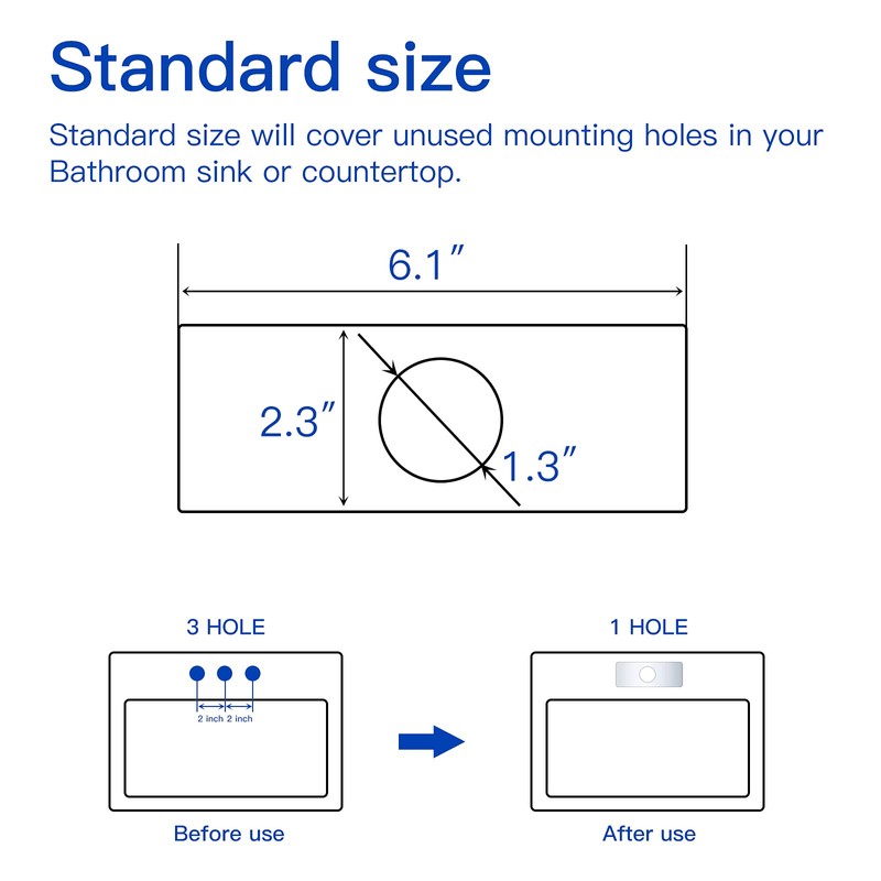 BWE 6" Sink Hole Cover Chrome for Bathroom Vanity Sink