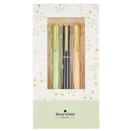 Creative Brands Heartfelt Collection-Refillable Medium Point Black Ink Ballpoint Pen Gift Set, 3-Pieces, Gratitude