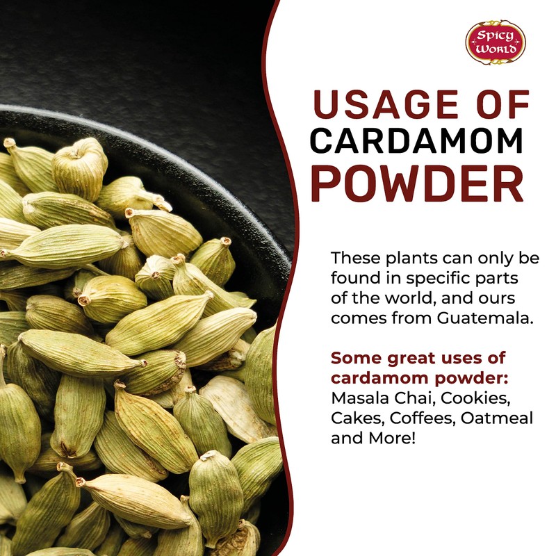 Spicy World Ground Cardamom Powder (Cardamon) 7 Ounce Bag