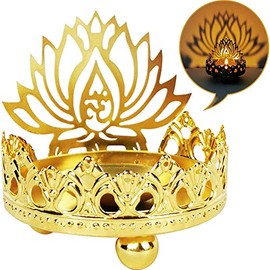 Kelendle Shadow Lotus Tealight Candle Holder Metal Votive Wraps Candle Light Holder Stand Table Decorative Showpiece for Living Room Office Lucky Figurine Home Decor Buddha Statue