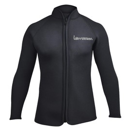 Lemorecn Adult’s 3mm Wetsuits Jacket Long Sleeve Neoprene Wetsuits Top(CA2031BLACK-XL)