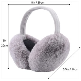 IHCEMIH Ear Muffs, Women Earmuffs Winter Accessories Fluffy Plush Foldable Adults Outdoor Thermal Ear Warmer Skiing Running Ears Covers Protector from Wind Cold Ladies Fashion Gift 2 Pack Grey