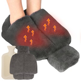 WIYETY Foot Warmer Without Electricity: 2L Foot Warmer Hot Water Bottle Made of Rubber with Soft Plush Cover, 2 in 1 Foot Hot Water Bottle, Large Foot Warmer for Women Men Adults Cold Feet in Winter