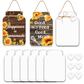 Leafcraft 6 Pack 8inch Sublimation Home Wall Decor Sign Plaques Door Kitchen Sign Blanks Aluminum Double Side Custom Metal Hanging Farmhouse Art Sign for Heat Press, DIY Craft (Mason Jar)