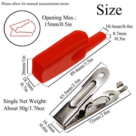 1 Pair Alligator Clips, 50A Insulated Crocodile Electrical Test Clamps with Protective Cover for Circuit Connection, Electrical Testing, Experiment