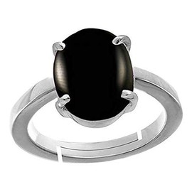 LMDPRAJAPATIS 4.25 Carat Natural Black Onyx 925 Sterling Silver Promise Ring For Men And Women's
