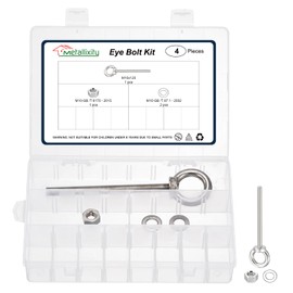 METALLIXITY Shoulder Eye Bolt with Washers & Nuts (M10x120mm) 1Set, 316 Stainless Steel Machinery Lifting Ring Threaded Eye Bolt - for Load Hoisting, Silver