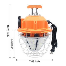 High Bay 150W LED Temporary Work Light Fixture, 20250Lm, 5000K Cool White Daylight,IP65 Dust & Waterproof, Outdoor Construction Lights with Stainless Steel Guard & Hook for Jobsite/Workshop (150)