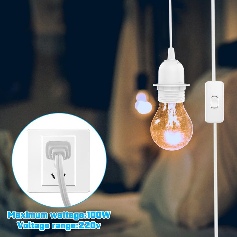 XEERUN E27 Lamp Socket with Switch with Plug, 3 x