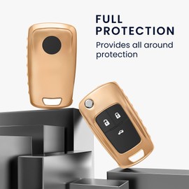 kwmobile Car Key Cover Compatible with Vauxhall (Opel) 2-3 Button Car Flip Key - Soft TPU Fob Cover for Car Keys - Gold High Gloss