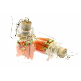 Miniblings Earrings In Glass Vials Carrots Kitchen Jar Preserve Jar