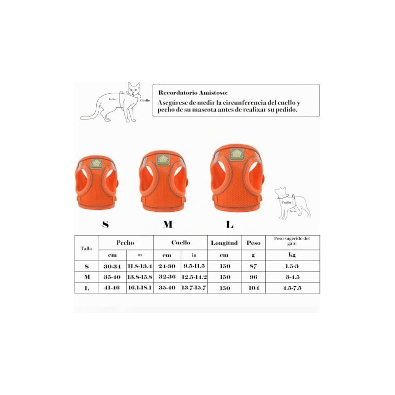 Arnés y correa para gatos, juego de arnés de chaleco