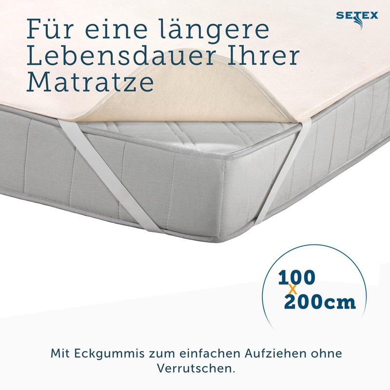 Setex Molton Mattress Protector, natural, 100 cm x 200 cm