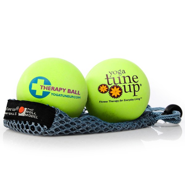 YOGA TUNE UP® Therapy Balls in Tote by Tune Up Fitness - Massage Balls for Trigger Point, Pressure Point & Myofascial Release - Use as Single or Peanut Ball for Pain Relief & Relaxation (Apple Green)