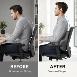 Memory Foam Lumbar Support Cushion for Car & Office Chair