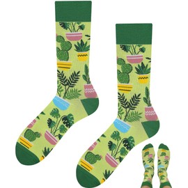 TODO Colours Funny Socks with Motif - Multicoloured, Colourful, Crazy for the Joy of Life, plant socks
