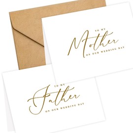 LADY&HOME Set of 2 Wedding Day Cards to Father and Mother,To My Father and Mother on My Wedding Day Card (C2:Father & Mother)
