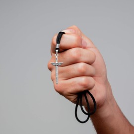 Intercession St Michael Sword Necklace (Antique Silver - Cord)