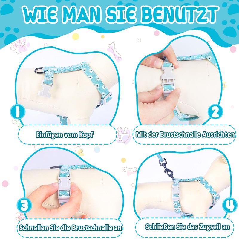 Floral Pattern Escape Proof Harness, Cat Leash, Adjustable, Breathable Cat