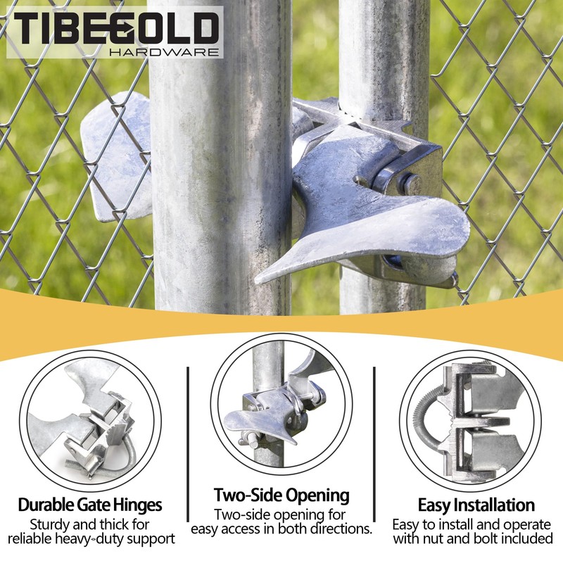 TIBEGOLD Chain Link Fence Butterfly Gate Latch, Galvanized Automatic 2