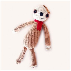 Pebble 200-149 Sloth Rattle, Fair Trade, Machine Washable, 14-inch Length, Cotton Yarn