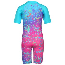 HUAANIUE Girls Swimwear Short 3-12Y Children Swimsuits UPF 50+ Summer Sunsuit Surfing Black Sportswear(BlueDot,10A)