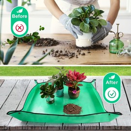 HOOSUN Repotting Mat for Indoor Plants,Portable Foldable Transplanting Potting Soil Tray, 26.8"X26.8" Gardening Tray Potting Plant Soil Planting Change Mat Gardening Supplies,Gardening Gifts for Women