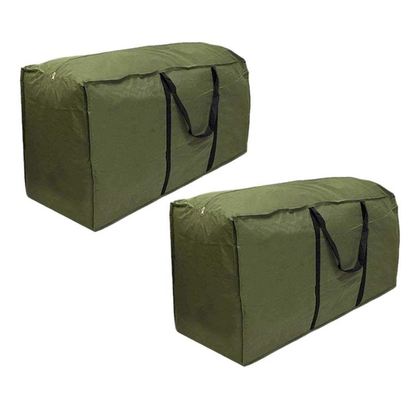 skyfiree Outdoor Cushion Storage Bag 2 Pack Extra Large Fits 9-12 Ft Patio Cushion Storage Bag Waterproof with Durable Handles & Zipper, 68" L x 30" W x 20" H (Green)