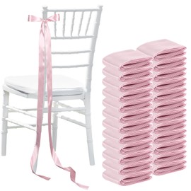 Daifunli 24 Pcs Wedding Bows Aisle Decorations Satin Bows for Chairs Decorative Ribbons Sashes for Pew Back Elegant Ceremony Ribbons for Wedding Background Aisle Decor (Pink)