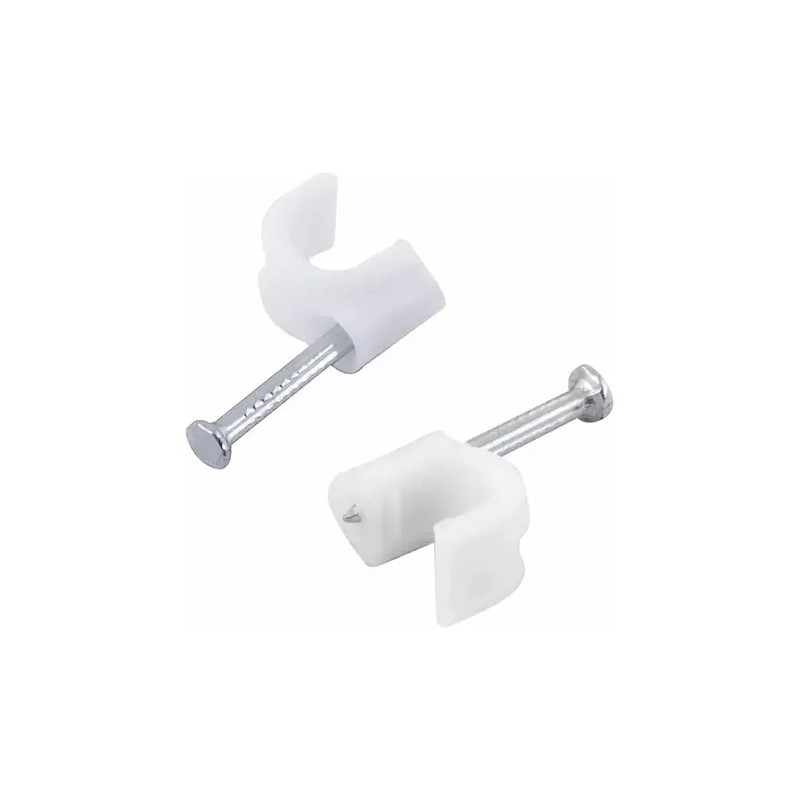 Grapa Para Cable Redondo 10mm Color Blanco 100 Pzs