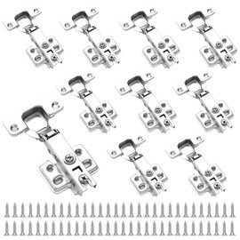 10 PCS Soft Close Cabinet Hinges Cold Rolling Door Hinge Cupboard Hinges with Screws Standard Hinges Full Overlay Mute Cabinet Hinges Hydraulic Kitchen Cabinet Hinge
