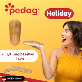 Pedag Holiday | 3/4 Length Sheepskin Orthotic Inserts | Handmade in Germany | Arch Support | Metatarsal Pad | Heel Cushion | Fits Low Profile Tight Shoes | Tan | 1 Pair | US Women 9 / EU 39 Men 6